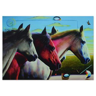 Ferjo, "Wild Stallions" Limited Edition on Gallery Wrapped Canvas, Numbered and Signed with Letter of Authenticity.
