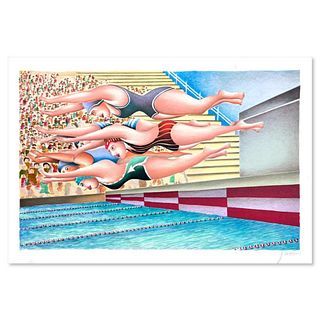 Yuval Mahler, "Swimming" Limited Edition Serigraph, Numbered and Hand Signed with Letter of Authenticity.