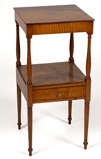 AMERICAN LATE FEDERAL TIGER MAPLE WASHSTAND