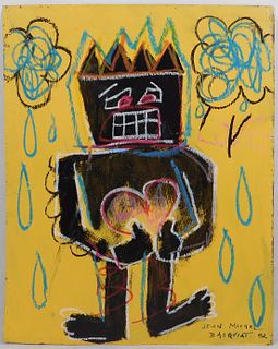 Jean-Michel Basquiat, Attributed:  Man Holding Heart