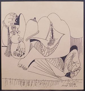  Style of Pablo Picasso:  Reclining Nude Woman
