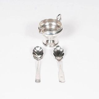 Sterling Creamer and Silverplate Spoons 