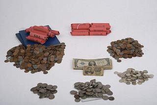 A Large Group of American Coins and Currency