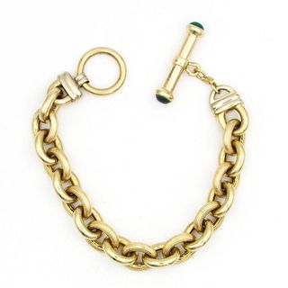 14K Gold Oval Link Toggle Bracelet