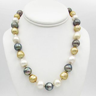 14K Baroque Multi Color South Sea Pearl Necklace