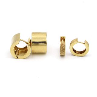 Two- Pairs 14K Gold Huggie Earrings