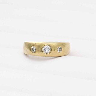 14K Three Stone Diamond Gypsy Ring