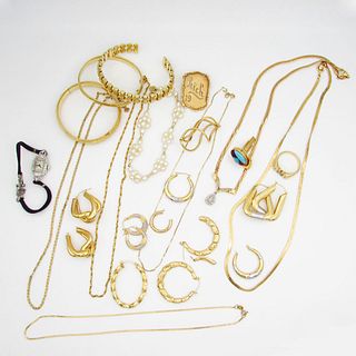 14K Gold Estate Jewelry, parts, chain Lot