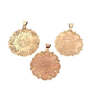 Three- 10K Gold dated 1928-1929 Pendants