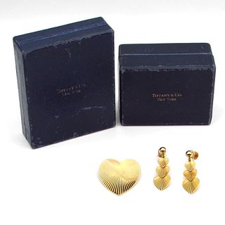 Tiffany & Co vintage 14K Gold Heart Earrings and Pin