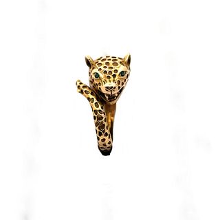 14K Yellow Gold Leopard Ring Emerald