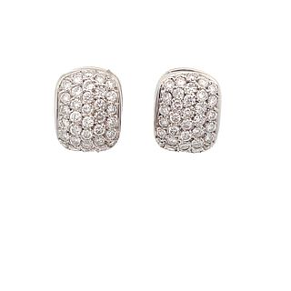 18K White Gold 2.00ct Diamond Huggie Hoop Earrings