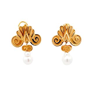 Robert Wander 18K Baroque Pearl Earrings
