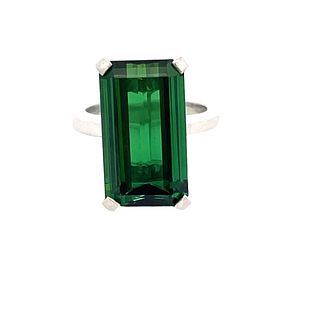 Platinum 10.35ct Green Tourmaline Ring