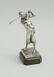 SILVERED SPELTER FIGURE OF A GOLFER