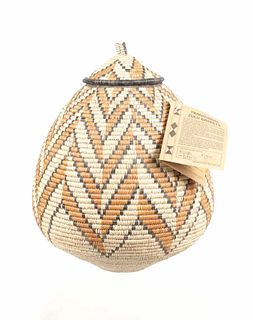 Traditional Zulu Wedding Basket by Hlebiph Myen