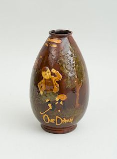 KINSELLAWARE TYPE RELIEF-DECORATED GLAZED POTTERY VASE