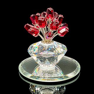 Swarovski SCS Crystal Figurine Vase of Red Roses with Base