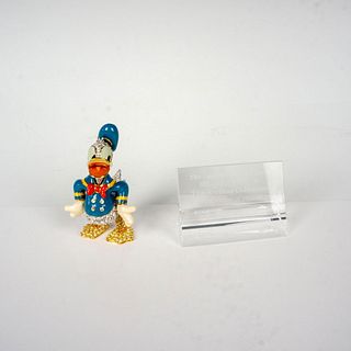 2pc Arribas Brothers Jeweled Figurine + Plaque, Donald Duck