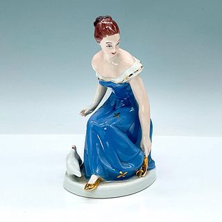 Royal Dux Porcelain Figurine, Girl in Blue Gown