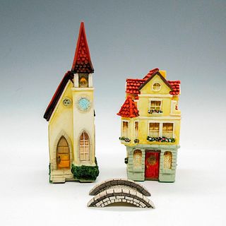 3pc Goebel Resin Miniatures, Kinder Way House & Church