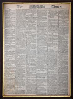 Framed Page from the London Times, 1884