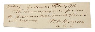 Note from President William Henry Harrison c.1795