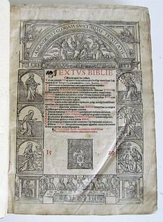 1529 TEXTUS BIBLIA ANTIQUE FRAGMENT IN LATIN, RARE SIXTEENTH-CENTURY MANUSCRIPT