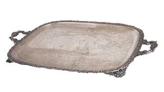 English Georgian Style Silver Plated Footed Tray