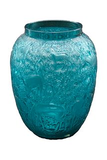 Lalique Blue Biches Vase