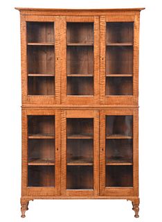 American Classical Tiger Maple Bookcase Cabinet