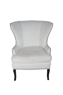 Williams Sonoma White Leather Wingback Chair