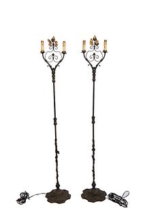 Pair of Ornate Victorian Style Floor Lamps