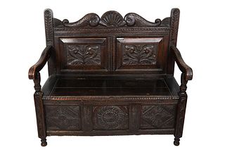 Carved Wood Settle