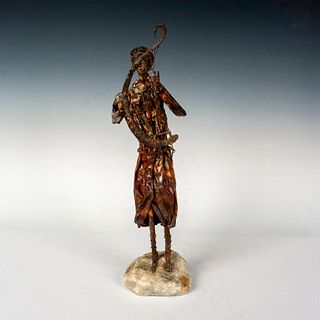 Jim Lewk, Original Copper & Stone Sculpture, Musician Signed