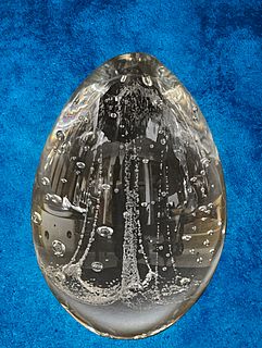 THE QUERY, A Sweden Studio AHUS Crystal Egg Paperweight