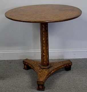 19 Century Dutch Marquetry Inlaid Center Table
