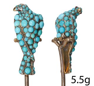 ANTIQUE GOLD, TURQUOISE EAGLE STICK PIN