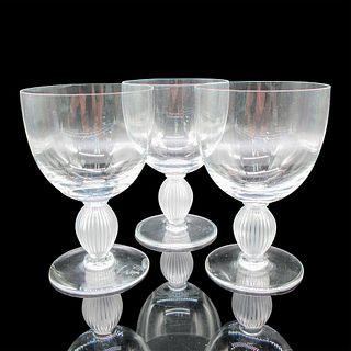 3pc Lalique Crystal Water Goblets, Langeais