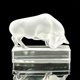 Lalique Crystal Paperweight, Bull