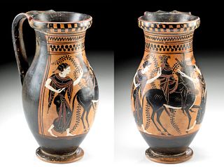 Superb Greek Attic Pottery Olpe - Dionysus
