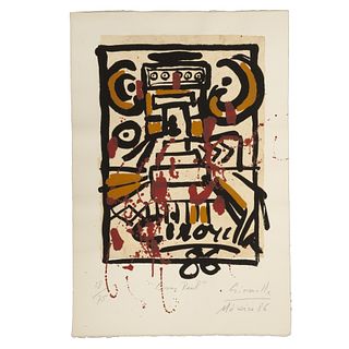 ALBERTO GIRONELLA, Copilli: corona real, Firmadas y fechadas México 86,Serigrafías, 46 x 32 cm imagen / 56 x 37 cm papel, Piezas: 3