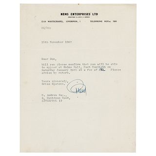 Brian Epstein 1962 Typed Letter Signed on NEMS Enterprises Letterhead