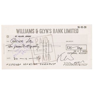 Keith Moon Signed Check (1977) - a rare signed format from The Who drummer