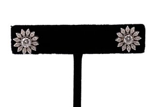 PAIR FLORAL DIAMOND AND 18K WHITE GOLD EARRINGS