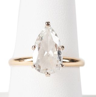 1.95CT PEAR CUT DIAMOND AND 14K YELLOW GOLD RING
