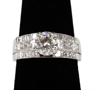 DIAMOND AND 14K WHITE GOLD CHANNEL SET RING