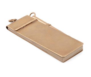 LADIES 14K YELLOW GOLD TRAVEL NOTEPAD AND PENCIL