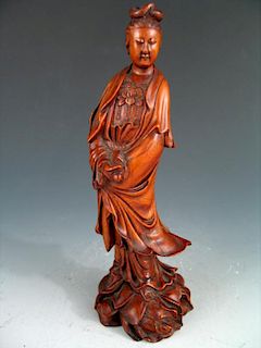 Chinese wood carving of Guanyin