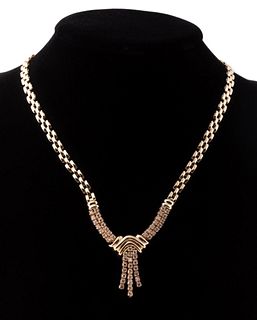 DIAMOND AND 14K YELLOW GOLD TASSEL NECKLACE